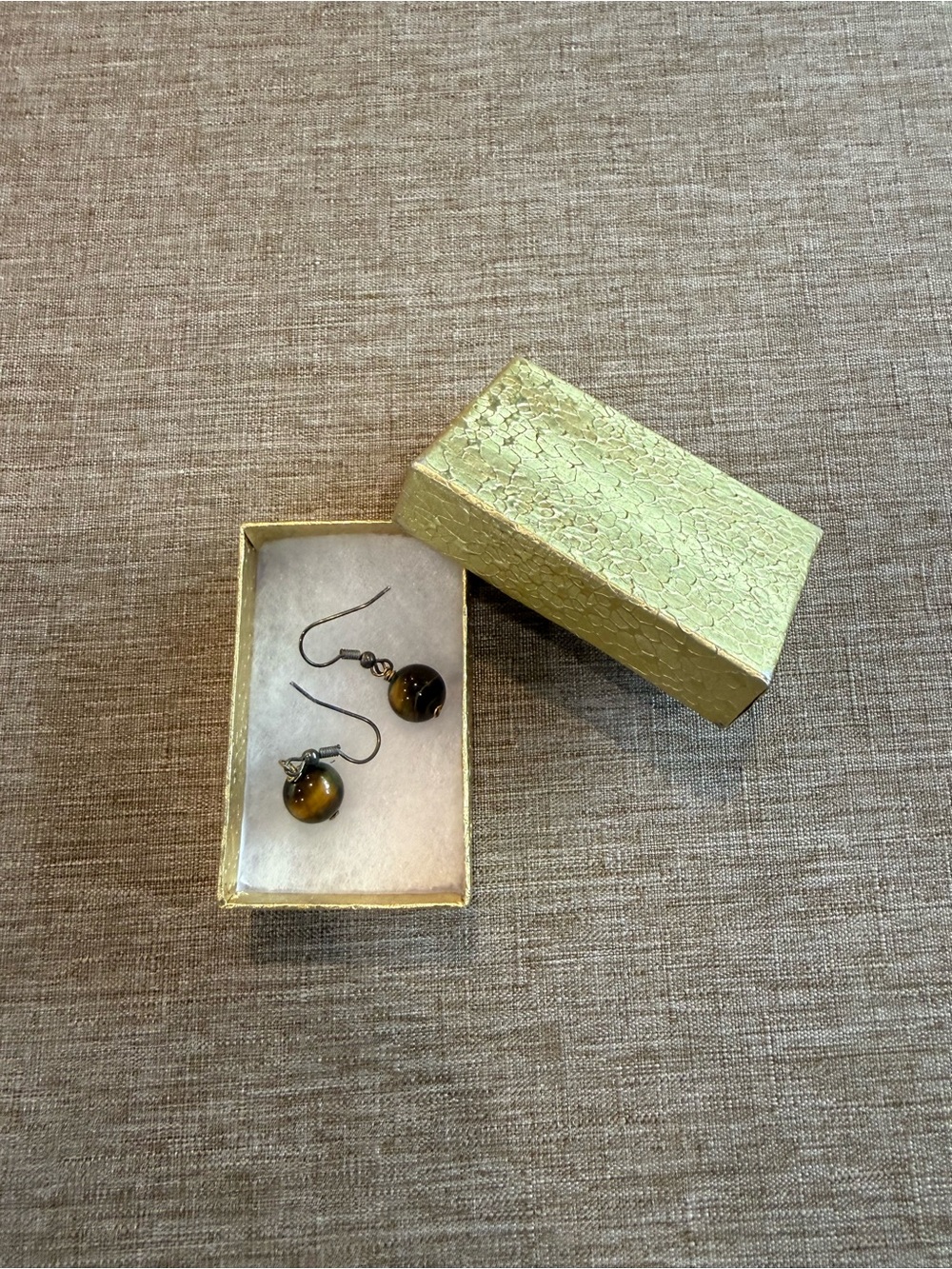 $5 When Bundled - Bead Drop Earrings - Brown Tiger Eye Style
